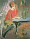 pastel dwawing"Woman sitting"